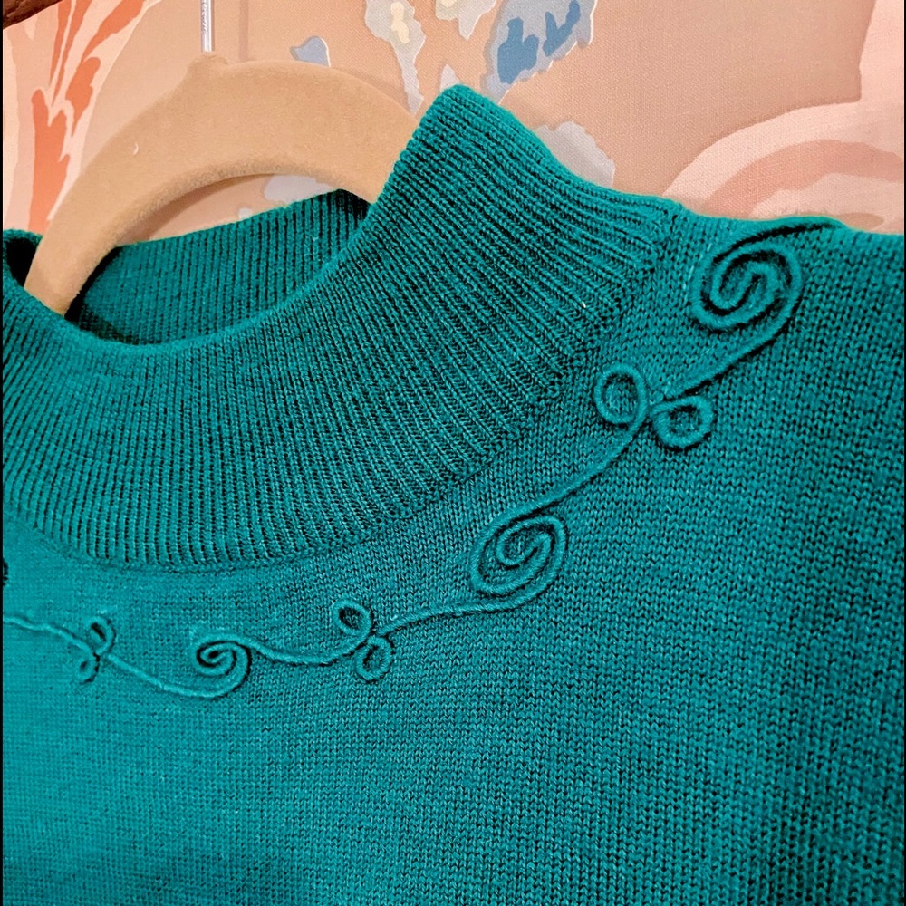 Vintage, wool blend, mock neck, pullover sweater